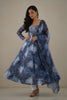 Elegant Blue Abstract Printed Readymade Salwar Suit with Matching Dupatta