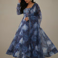 Elegant Blue Abstract Printed Readymade Salwar Suit with Matching Dupatta