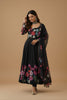Gorgeous Black Floral Printed Readymade Salwar Suit with Flared Kurta and Matching Dupatta