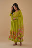 Charming Lime Green Floral Printed Readymade Salwar Suit with Flared Kurta and Matching Dupatta