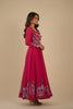 Stunning Rani Pink Floral Printed Readymade Salwar Suit with Flared Kurta and Matching Dupatta