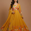 Designer Mustard Yellow Floral Printed Readymade Salwar Suit with Dupatta
