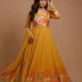 Designer Mustard Yellow Floral Printed Readymade Salwar Suit with Dupatta