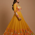 Designer Mustard Yellow Floral Printed Readymade Salwar Suit with Dupatta