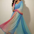 Wonderful Multicolor Ombre Flared Readymade Salwar Suit with Matching Dupatta