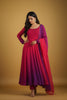 Excellent Rani Pink and Purple Ombre Flared Readymade Salwar Suit with Matching Dupatta