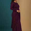Wine Purple Shimmer Silk Saree with Designer Border Party Wear