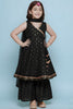 Elegant Black Printed Anarkali Sharara Set for Girls with Dupatta