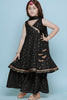 Elegant Black Printed Anarkali Sharara Set for Girls with Dupatta