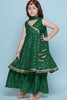 Refreshing Green Printed Anarkali Sharara Set for Girls with Dupatta