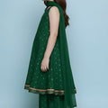 Refreshing Green Printed Anarkali Sharara Set for Girls with Dupatta