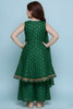 Refreshing Green Printed Anarkali Sharara Set for Girls with Dupatta