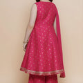 Charming Rani Pink Chanderi Silk Printed Anarkali Sharara Set for Girls with Dupatta