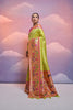 Lime Green Banarasi Silk Saree Floral Meenakari Border Traditional Saree