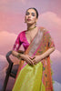 Lime Green Banarasi Silk Saree Floral Meenakari Border Traditional Saree