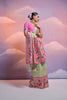 Mint Green Banarasi Silk Saree Pink Meenakari Border Traditional Saree