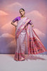 Onion White Banarasi Silk Saree Pink Meenakari Border Traditional Saree