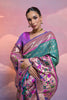 Teal Green Banarasi Silk Saree Pink Meenakari Border Traditional Saree