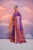 Royal Purple Banarasi Silk Saree Pink Meenakari Border Traditional Saree