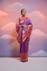 Royal Purple Banarasi Silk Saree Pink Meenakari Border Traditional Saree