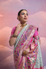 Sea Green Banarasi Silk Saree Pink Meenakari Border Traditional Saree