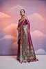 Wine Pink Banarasi Silk Saree Multicolour Border Traditional Saree