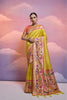 Yellow Handwoven Banarasi Silk Saree Pink Zari Border Traditional Saree