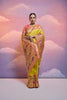 Yellow Handwoven Banarasi Silk Saree Pink Zari Border Traditional Saree