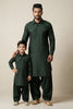 Elegant Dark Green Viscose Pathani Kurta Pajama Matching Set for Father and Son
