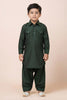 Classic Dark Green Viscose Pathani Kurta Pajama Set for Boys