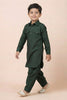 Classic Dark Green Viscose Pathani Kurta Pajama Set for Boys