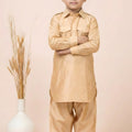 Stylish Beige Viscose Pathani Kurta Pajama Set for Boys