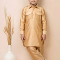 Stylish Beige Viscose Pathani Kurta Pajama Set for Boys