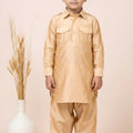 Stylish Beige Viscose Pathani Kurta Pajama Set for Boys