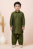Elegant Olive Green Viscose Pathani Kurta Pajama Set for Boys