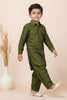 Elegant Olive Green Viscose Pathani Kurta Pajama Set for Boys