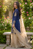 Elegant Navy Blue Embroidered Silk Readymade Salwar Suit with Net Dupatta