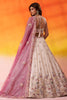 Royal Beige Floral Embroidered Tissue Lehenga Choli with Pink Dupatta for Wedding