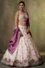Stylish Beige Embroidered Tissue Lehenga Choli with Purple Dupatta for Wedding