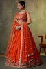Perfect Orange Georgette Floral Embroidered Lehenga Choli Set with Dupatta for Wedding