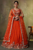 Perfect Orange Georgette Floral Embroidered Lehenga Choli Set with Dupatta for Wedding