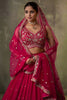 Wonderful Rani Pink Georgette Floral Embroidered Lehenga Choli Set with Dupatta for Wedding