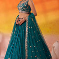 Imperial Teal Green Georgette Embroidered Lehenga Choli with Net Dupatta for Wedding