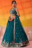 Imperial Teal Green Georgette Embroidered Lehenga Choli with Net Dupatta for Wedding