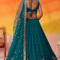 Imperial Teal Green Georgette Embroidered Lehenga Choli with Net Dupatta for Wedding