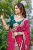 Rani Pink Bandhani Print Chiffon Saree with Lace Border