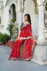 Red Bandhani Print Chiffon Saree with Heavy Embroidered Border