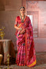Rani Pink Patola Silk Saree Traditional Floral Ikat Weave Festive Occasions