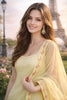 Elegant Lemon Yellow Floral Embroidered Georgette Sharara Set with Dupatta for Wedding
