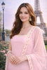 Lovely Pink Floral Embroidered Georgette Sharara Set with Dupatta for Wedding